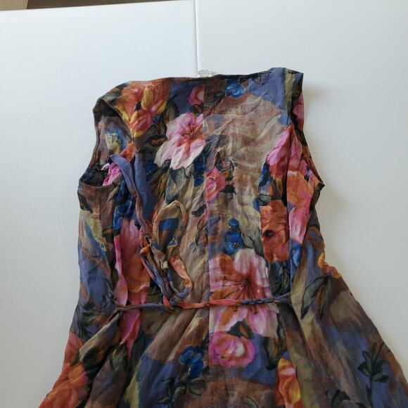 Fairy Grunge Y2k Whimsigoth Dress Womens 8 Dark Floral Button Front Lined Boho - Picture 13 of 14